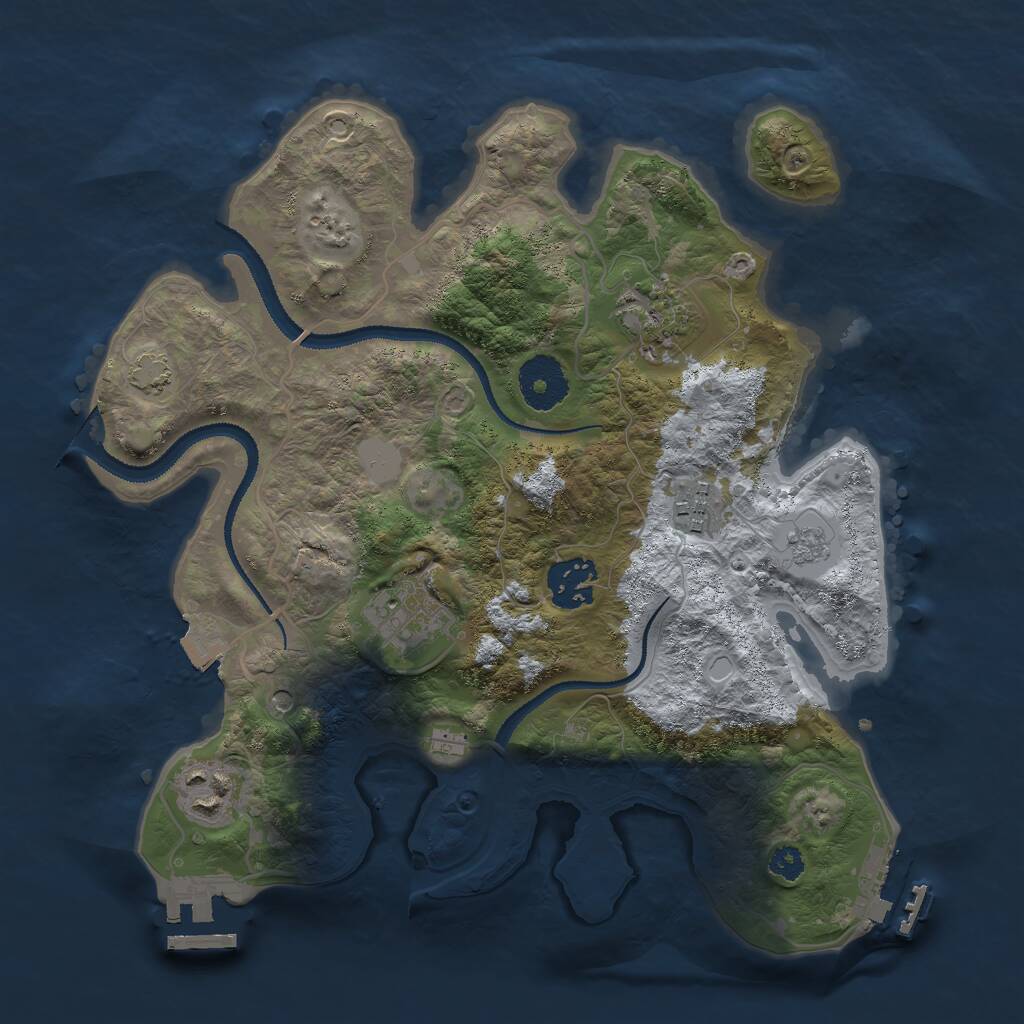 Rust Map: Procedural Map, Size: 3000, Seed: 708443199, 11 Monuments