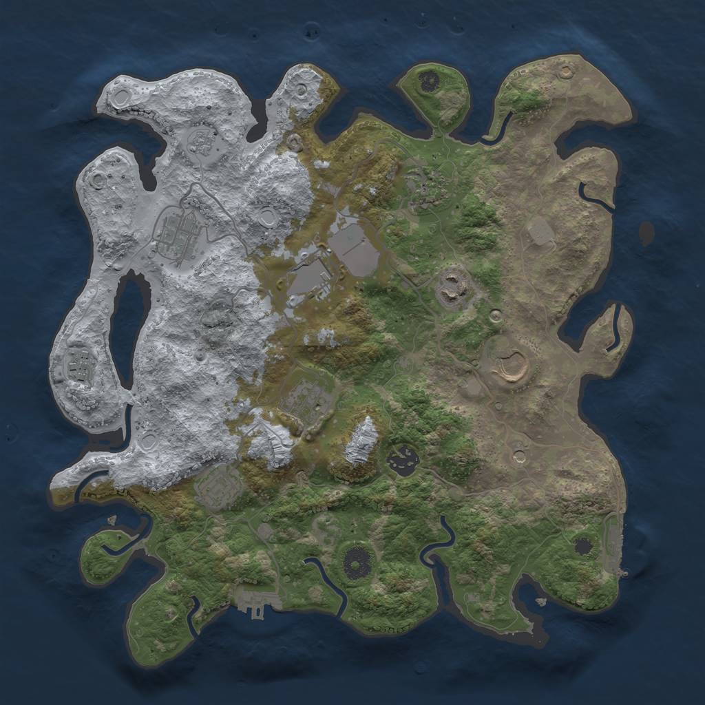 Rust Map: Procedural Map, Size: 3500, Seed: 7867, 18 Monuments
