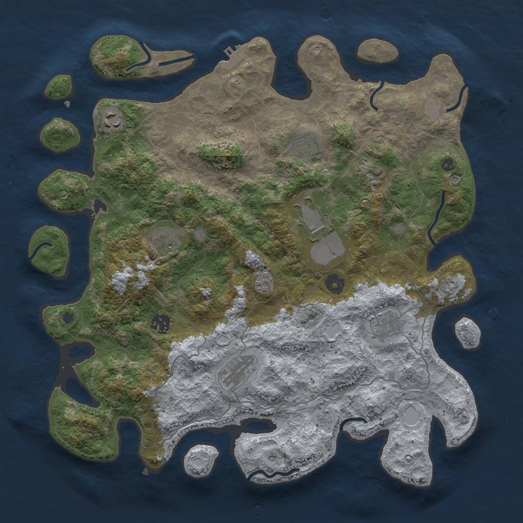 Rust Map: Procedural Map, Size: 4000, Seed: 565915925, 17 Monuments