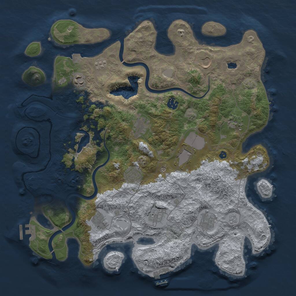 Rust Map: Procedural Map, Size: 4000, Seed: 565915925, 17 Monuments