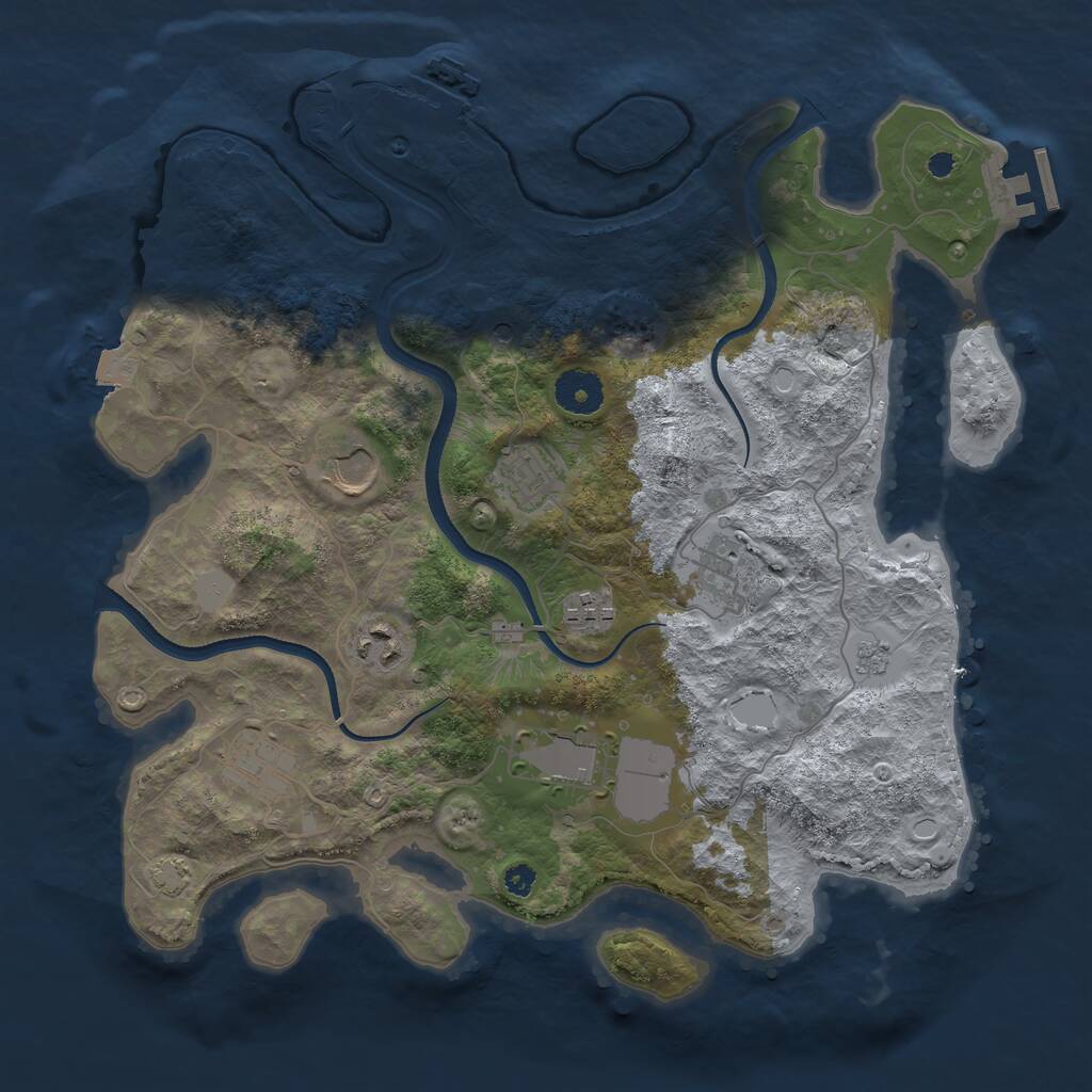 Rust Map: Procedural Map, Size: 3500, Seed: 405246089, 13 Monuments