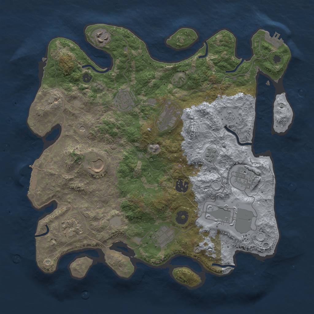 Rust Map: Procedural Map, Size: 3500, Seed: 405246089, 19 Monuments