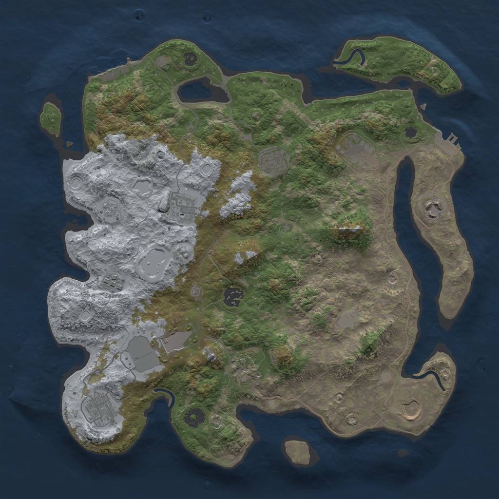 Rust Map: Procedural Map, Size: 3750, Seed: 408036446, 19 Monuments