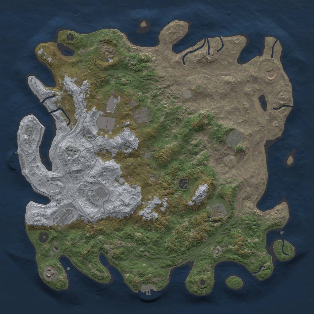 Rust Map: Procedural Map, Size: 4500, Seed: 1033276141, 20 Monuments