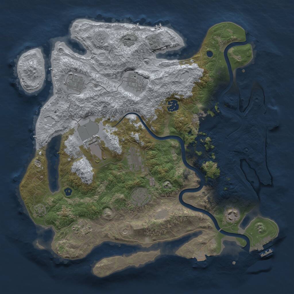 Rust Map: Procedural Map, Size: 3700, Seed: 1409317157, 16 Monuments