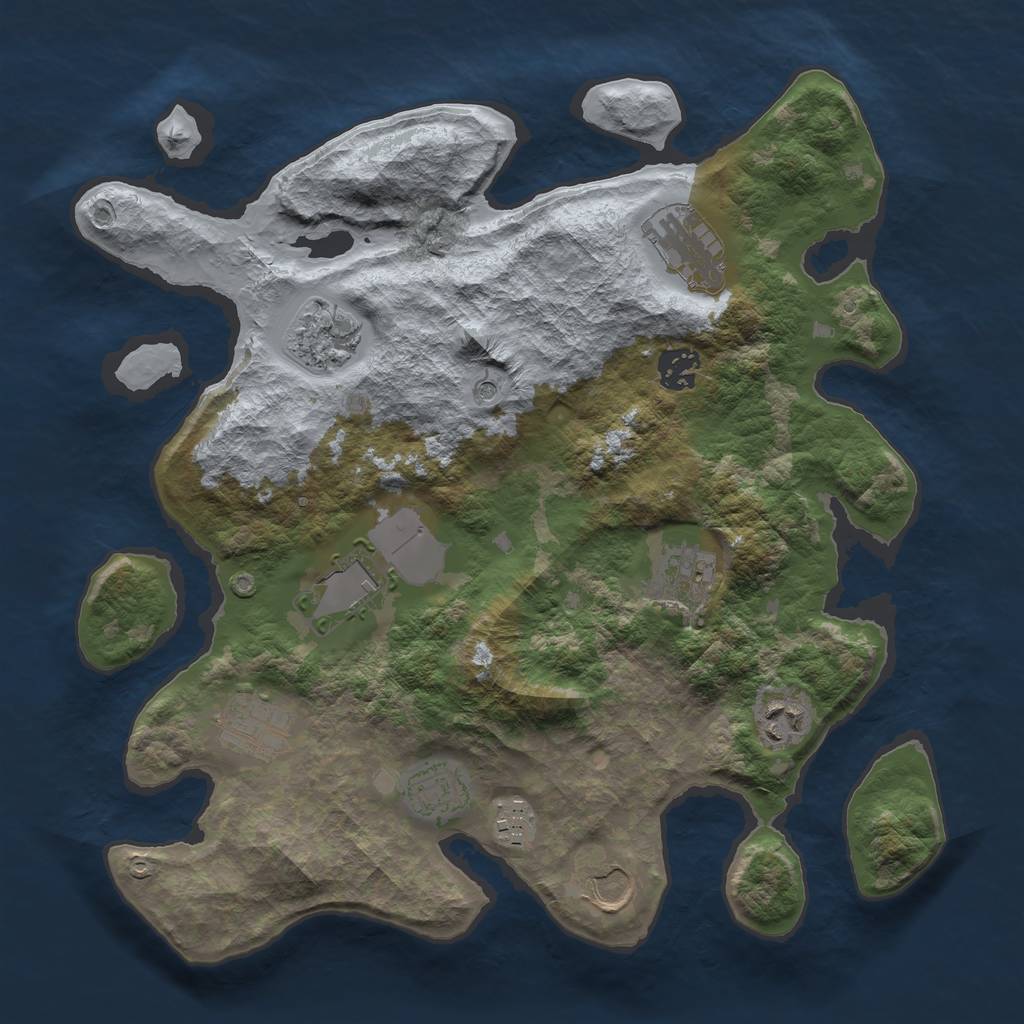 Rust Map: Barren, Size: 3500, Seed: 86, 13 Monuments