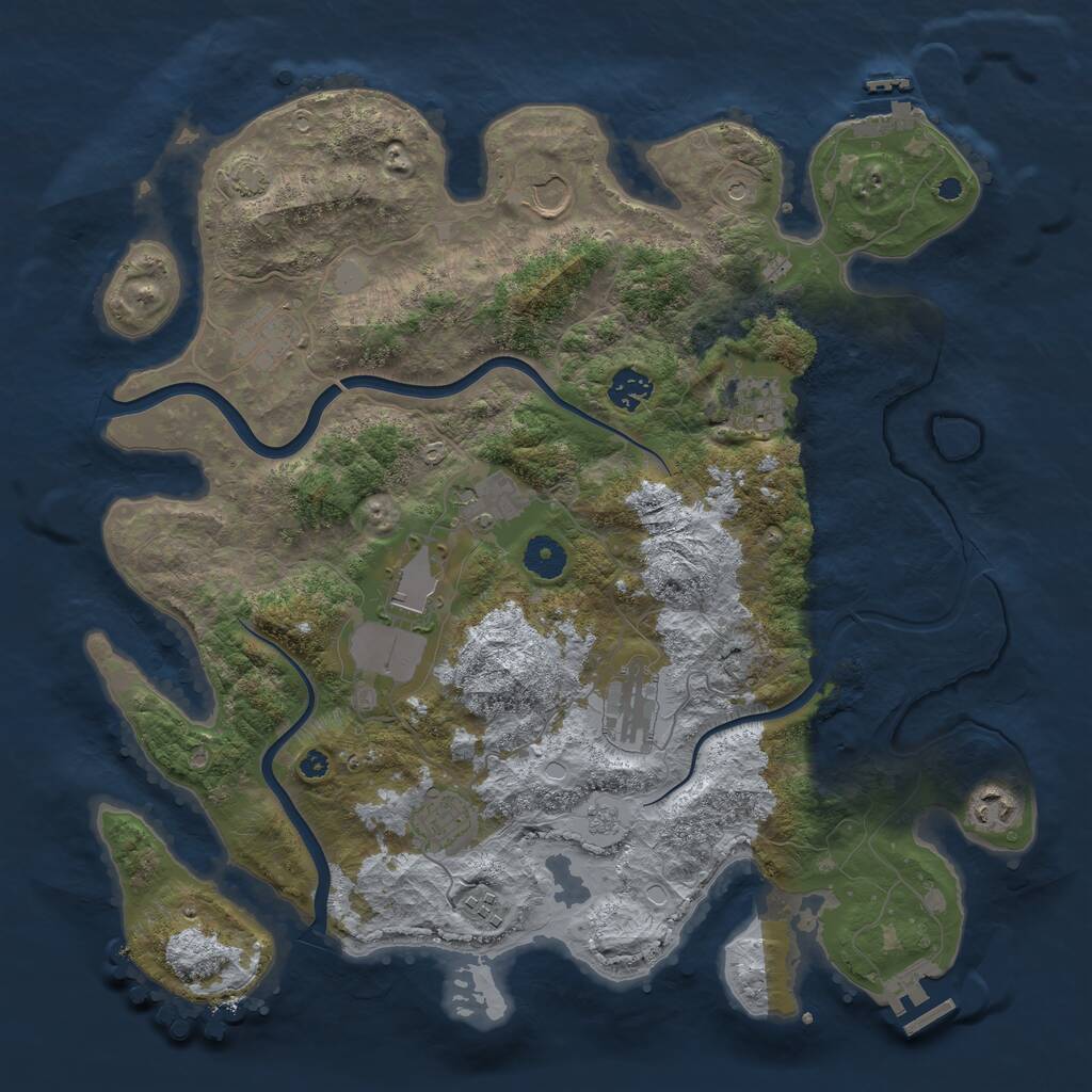 Rust Map: Procedural Map, Size: 3930, Seed: 813617395, 16 Monuments