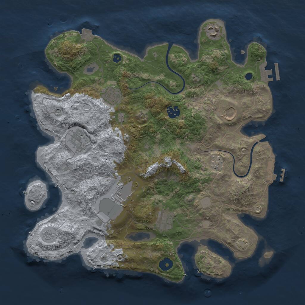 Rust Map: Procedural Map, Size: 3500, Seed: 221458, 14 Monuments
