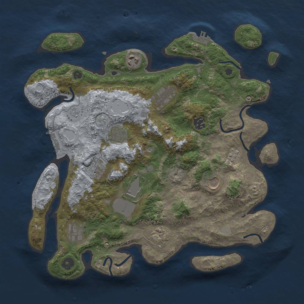 Rust Map: Procedural Map, Size: 3700, Seed: 19532841, 19 Monuments