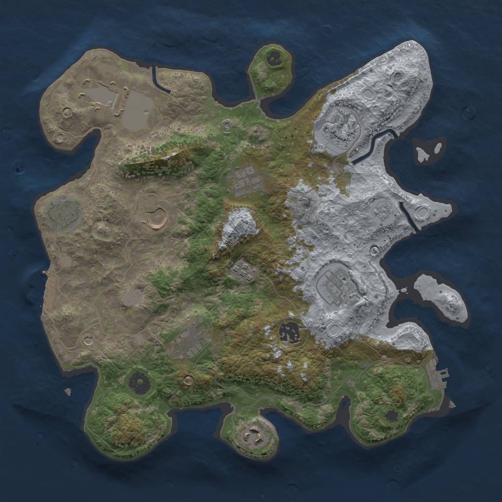 Rust Map: Procedural Map, Size: 3500, Seed: 368628608, 19 Monuments