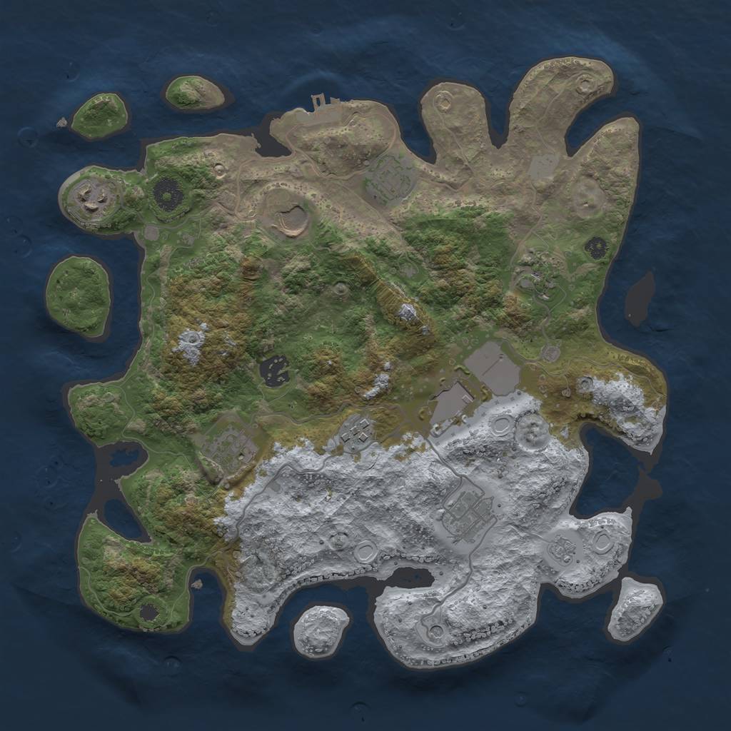 Rust Map: Procedural Map, Size: 3500, Seed: 565915925, 17 Monuments