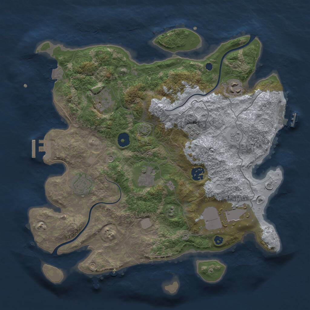 Rust Map: Procedural Map, Size: 3500, Seed: 532890827, 13 Monuments