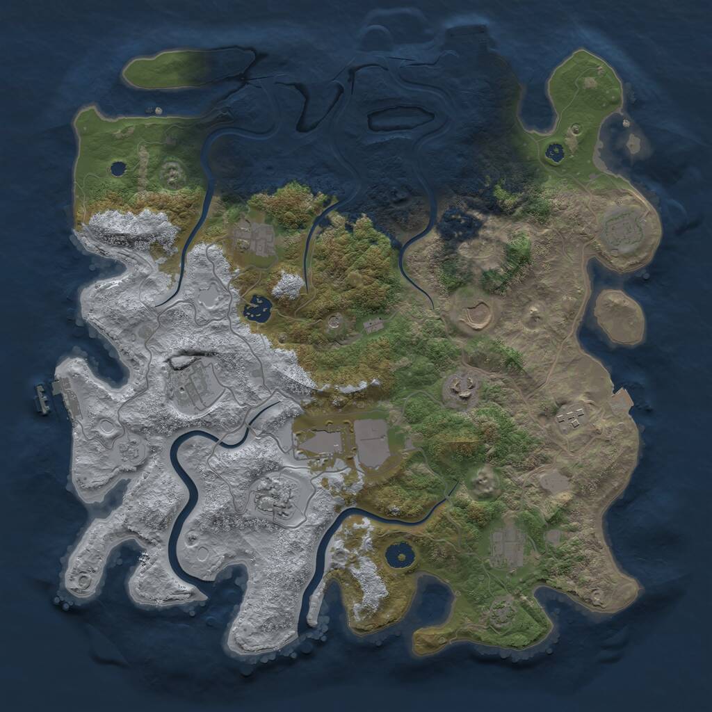 Rust Map: Procedural Map, Size: 3900, Seed: 555742548, 16 Monuments