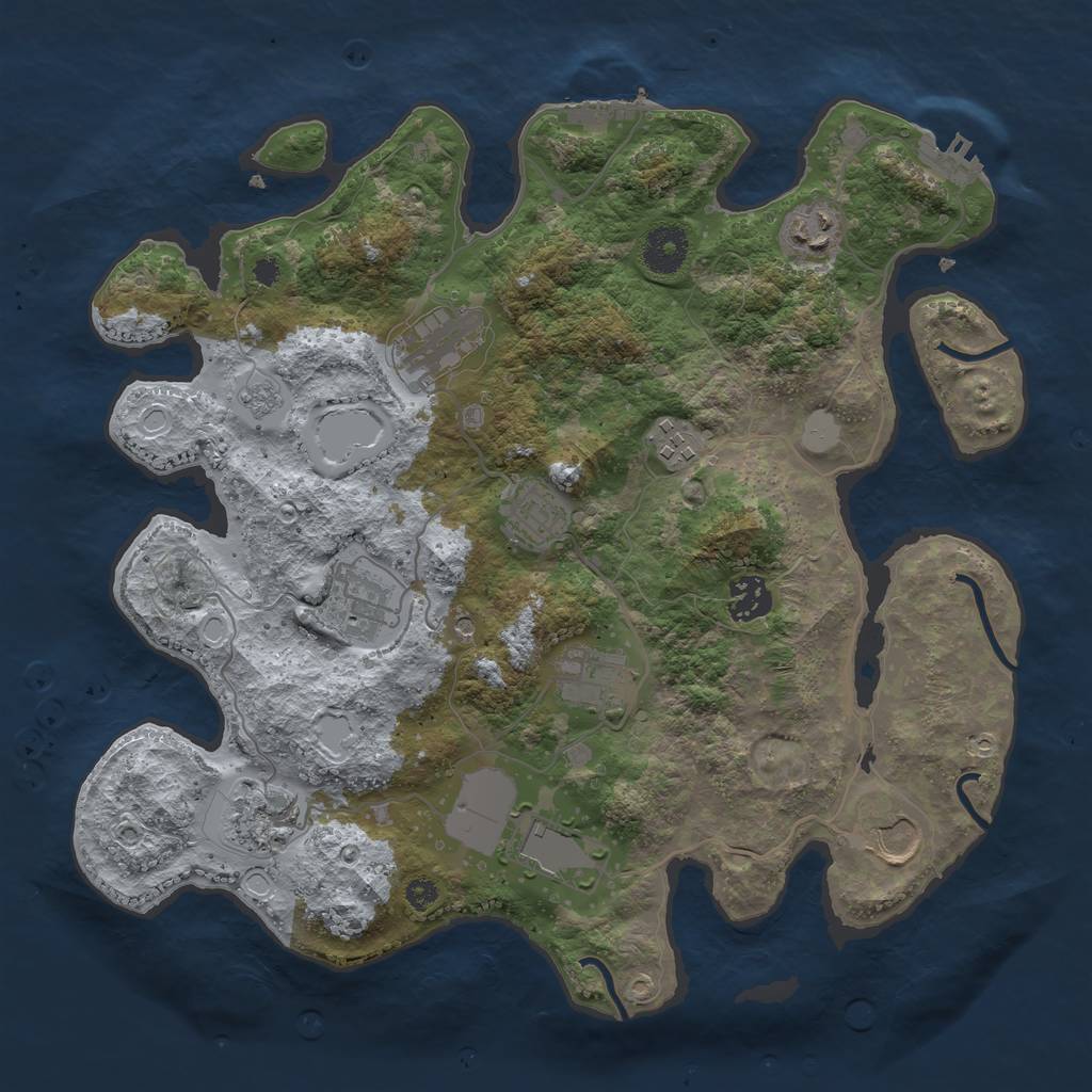 Rust Map: Procedural Map, Size: 3500, Seed: 491832398, 19 Monuments