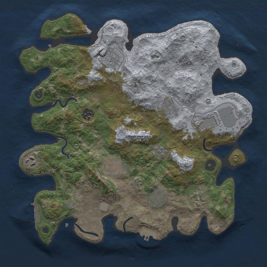 Rust Map: Procedural Map, Size: 3500, Seed: 1130886602, 18 Monuments