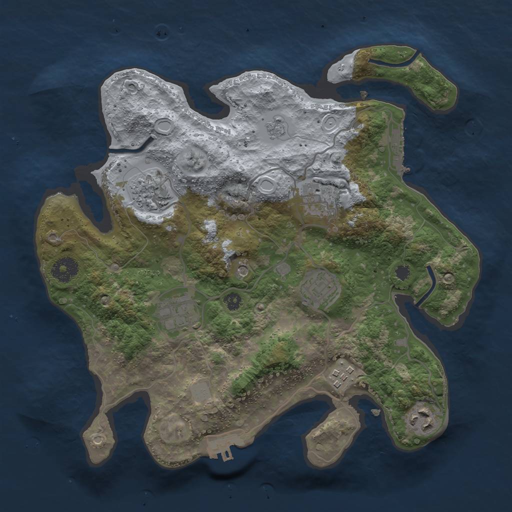 Rust Map: Procedural Map, Size: 3000, Seed: 39747, 15 Monuments
