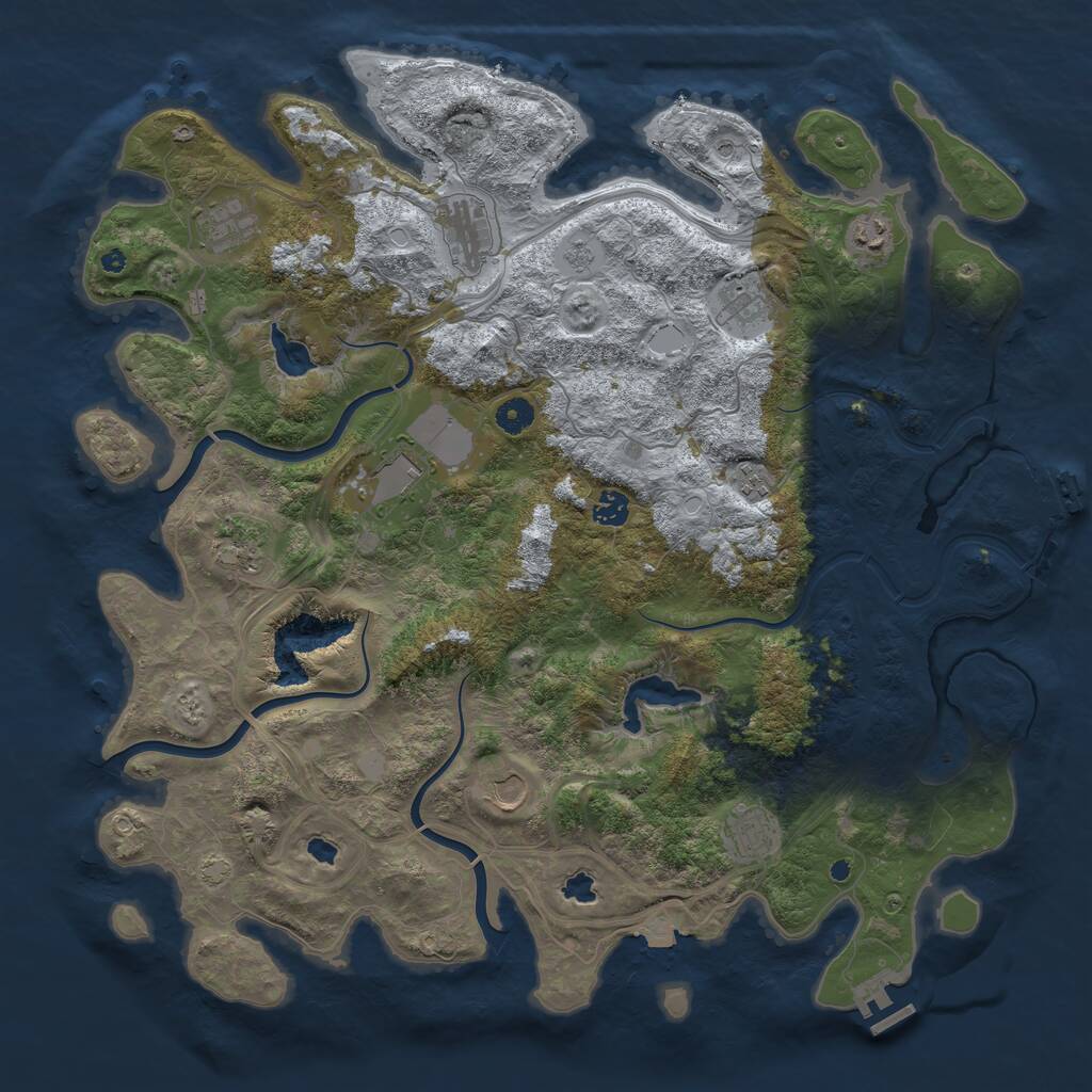 Rust Map: Procedural Map, Size: 4500, Seed: 1675805399, 16 Monuments