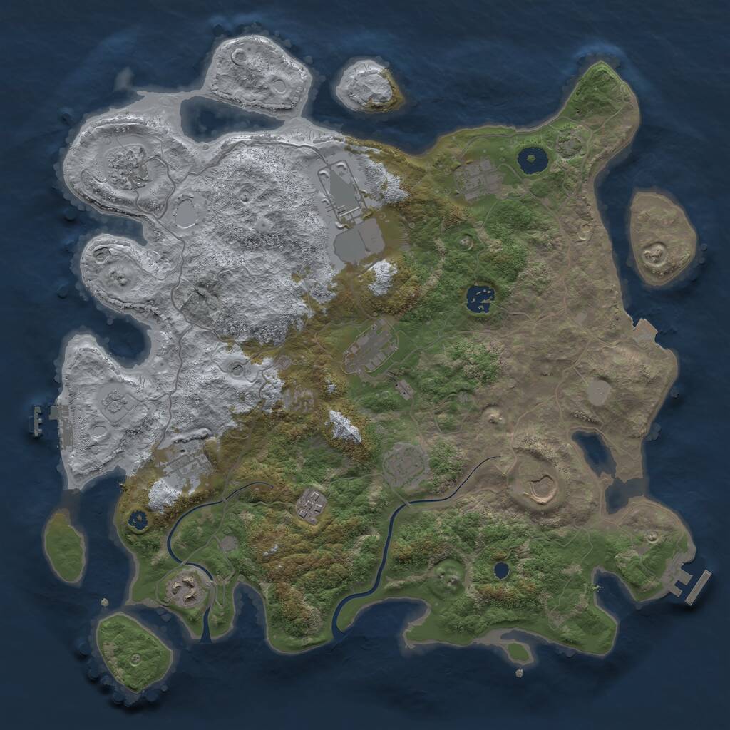 Rust Map: Procedural Map, Size: 3850, Seed: 46089114, 16 Monuments