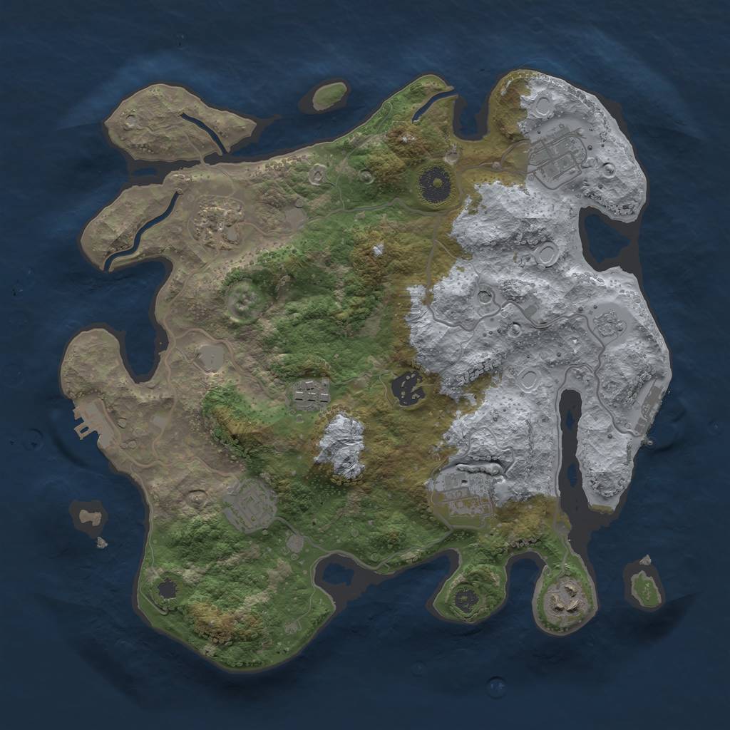 Rust Map: Procedural Map, Size: 3250, Seed: 473174653, 16 Monuments