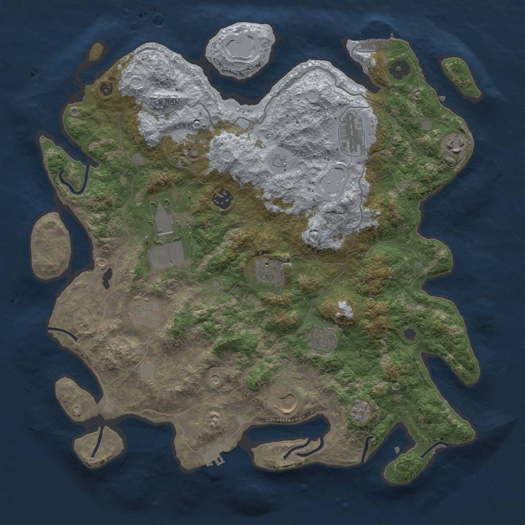 Rust Map: Procedural Map, Size: 4000, Seed: 709998298, 19 Monuments