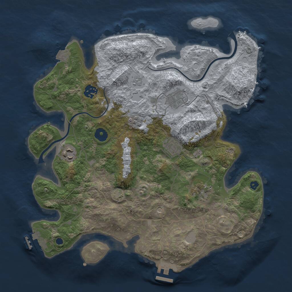 Rust Map: Procedural Map, Size: 3400, Seed: 13825, 12 Monuments