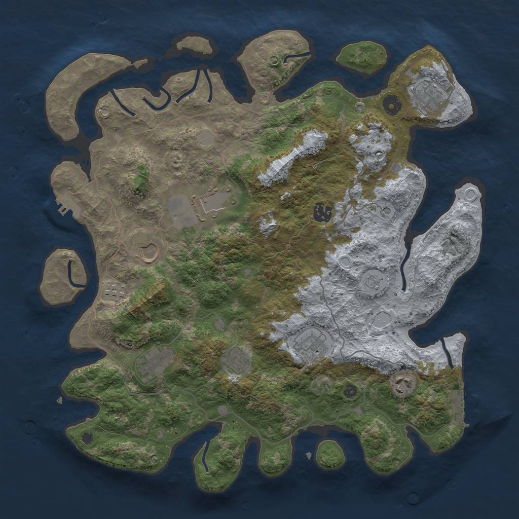 Rust Map: Procedural Map, Size: 4000, Seed: 671409802, 18 Monuments