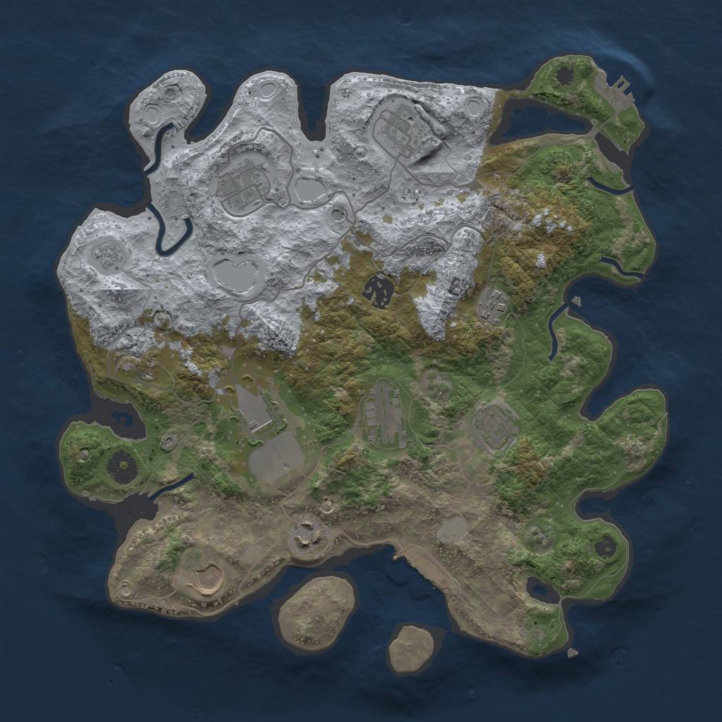 Rust Map: Procedural Map, Size: 3500, Seed: 2144483645, 19 Monuments