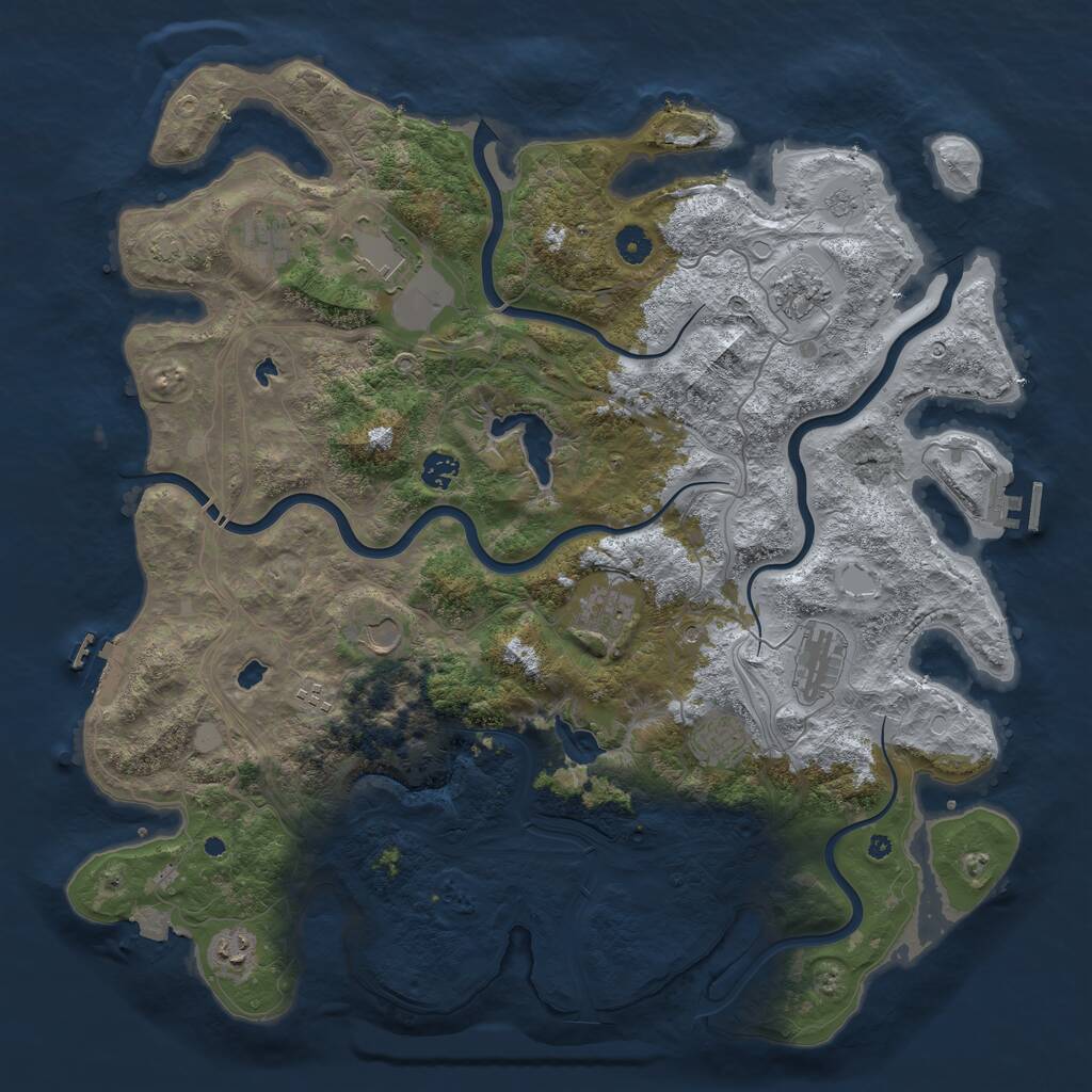 Rust Map: Procedural Map, Size: 4500, Seed: 717179083, 16 Monuments