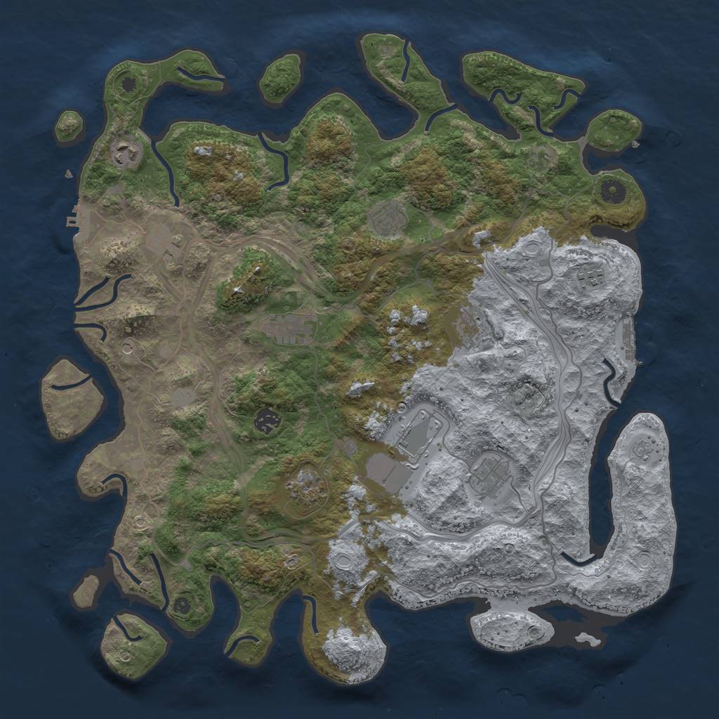 Rust Map: Procedural Map, Size: 4300, Seed: 530848021, 19 Monuments