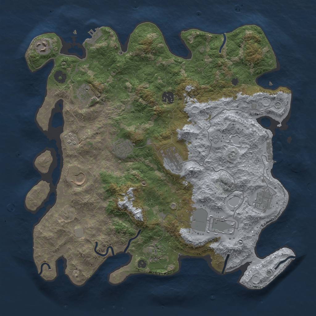 Rust Map: Procedural Map, Size: 3800, Seed: 23677, 19 Monuments