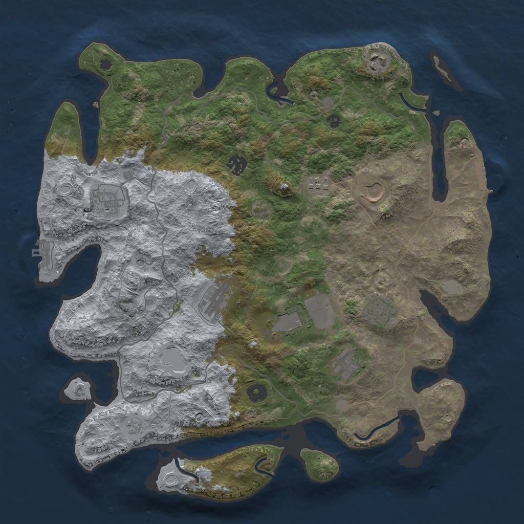Rust Map: Procedural Map, Size: 4000, Seed: 1964, 18 Monuments
