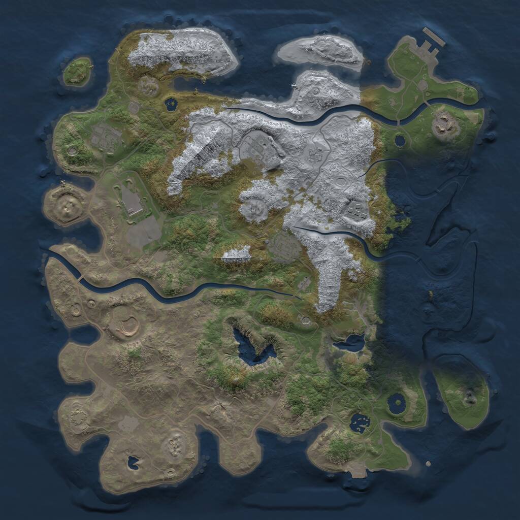 Rust Map: Procedural Map, Size: 4000, Seed: 1140172978, 13 Monuments