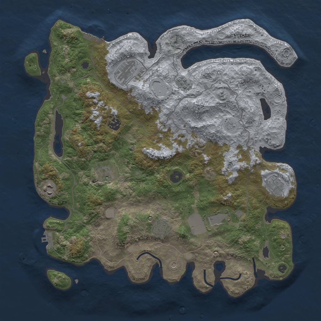 Rust Map: Procedural Map, Size: 4000, Seed: 571386, 18 Monuments