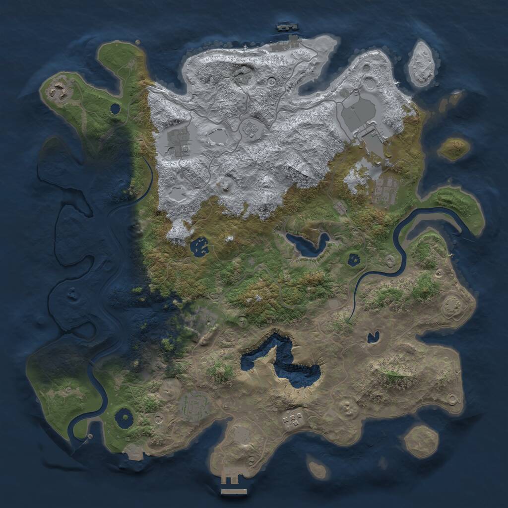 Rust Map: Procedural Map, Size: 4000, Seed: 4711, 14 Monuments