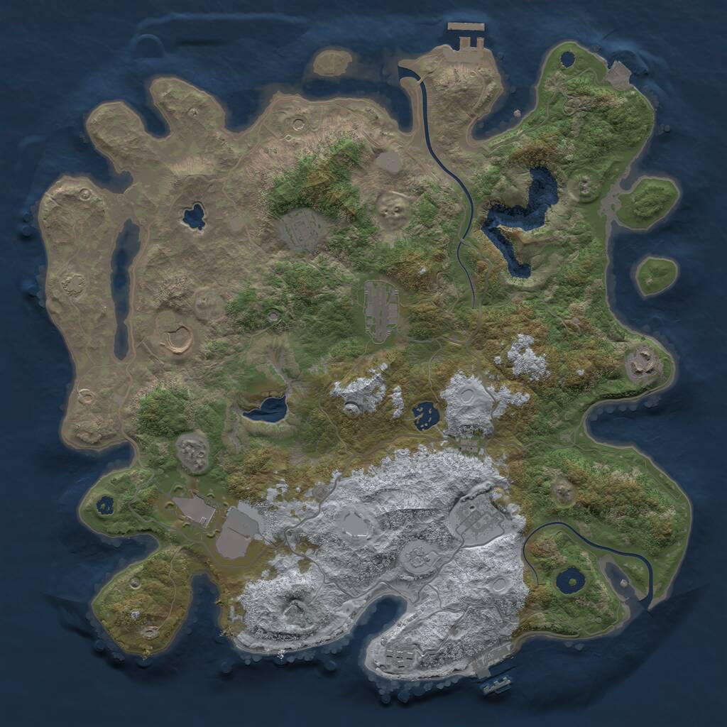 Rust Map: Procedural Map, Size: 4000, Seed: 536743893, 14 Monuments