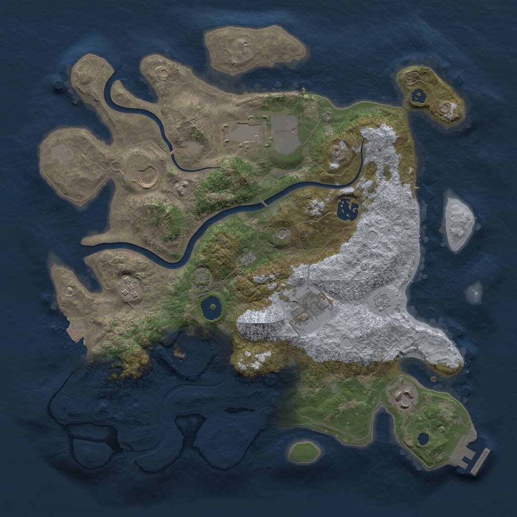 Rust Map: Procedural Map, Size: 3500, Seed: 48437125, 12 Monuments