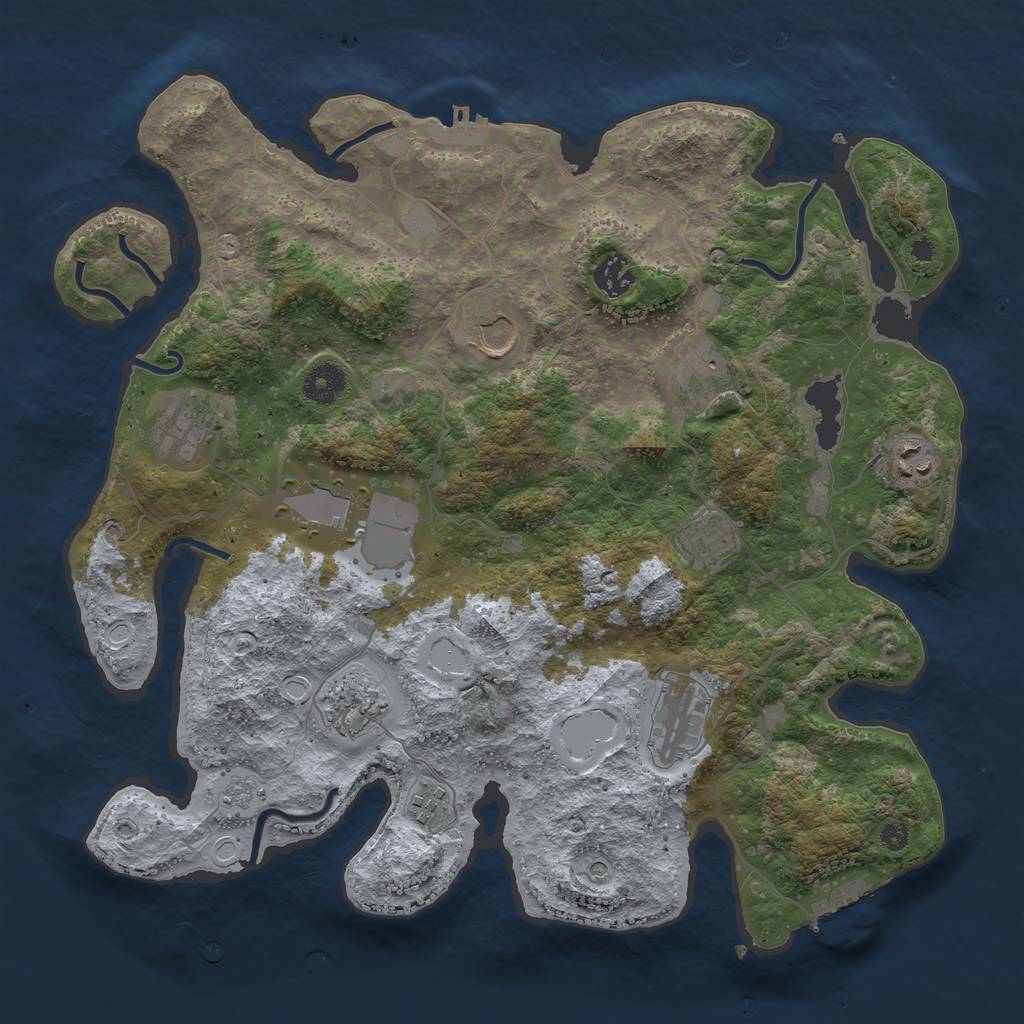 Rust Map: Procedural Map, Size: 3750, Seed: 745778762, 19 Monuments