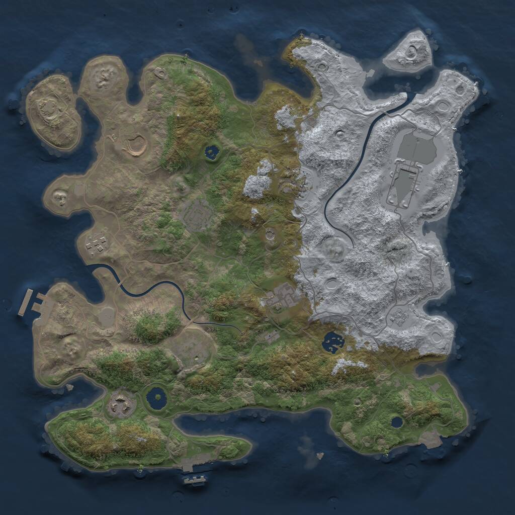 Rust Map: Procedural Map, Size: 3700, Seed: 2056810675, 15 Monuments