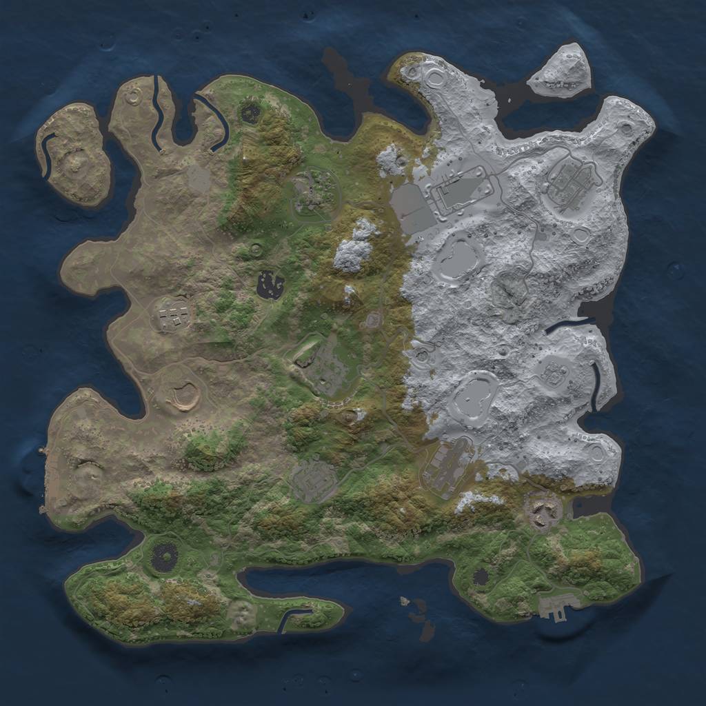 Rust Map: Procedural Map, Size: 3700, Seed: 2056810675, 19 Monuments