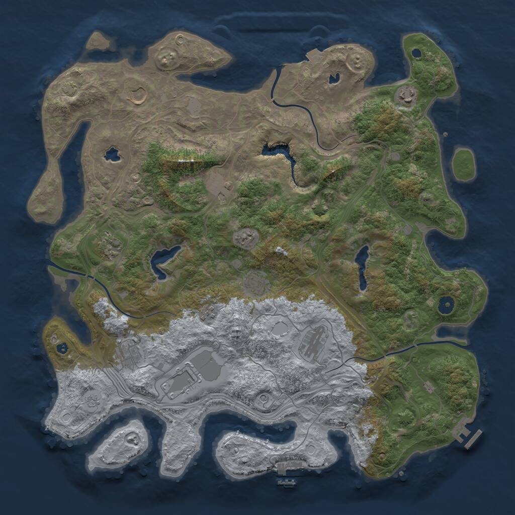 Rust Map: Procedural Map, Size: 4500, Seed: 345376345, 15 Monuments