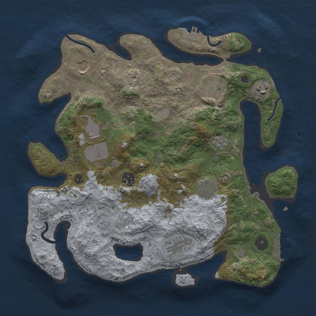 Rust Map: Procedural Map, Size: 3500, Seed: 255972178, 17 Monuments