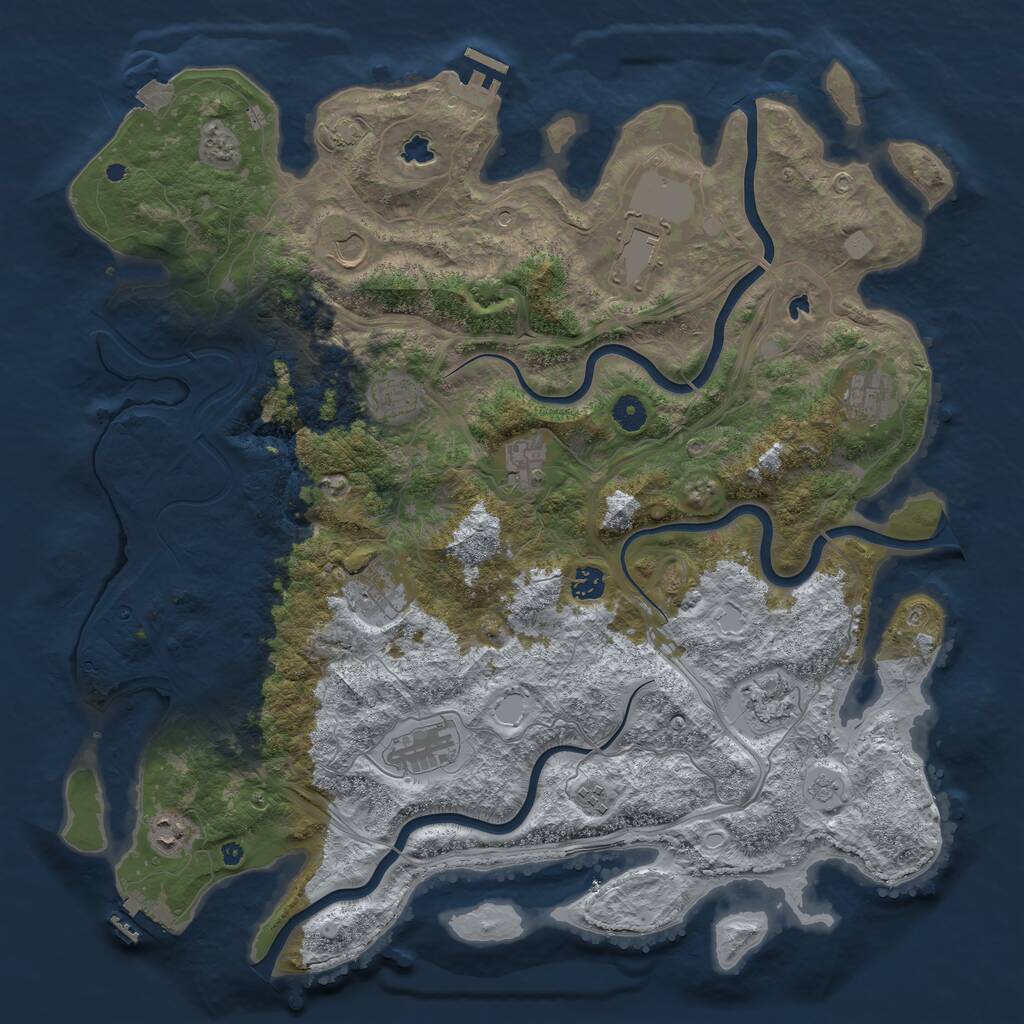 Rust Map: Procedural Map, Size: 4500, Seed: 936352228, 17 Monuments