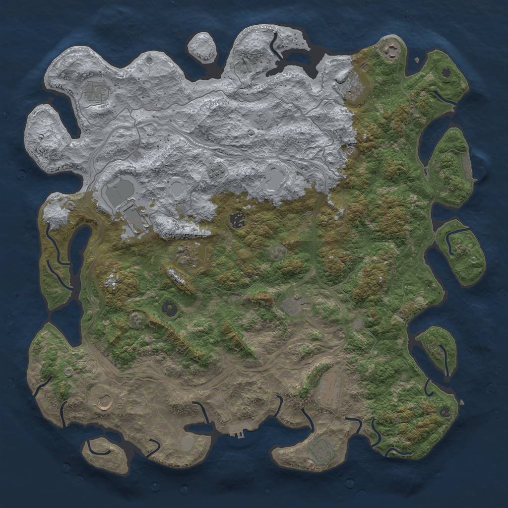 Rust Map: Procedural Map, Size: 4800, Seed: 1180407276, 20 Monuments
