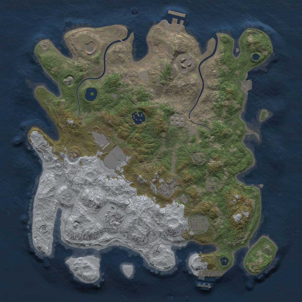 Rust Map: Procedural Map, Size: 3500, Seed: 104305062, 14 Monuments