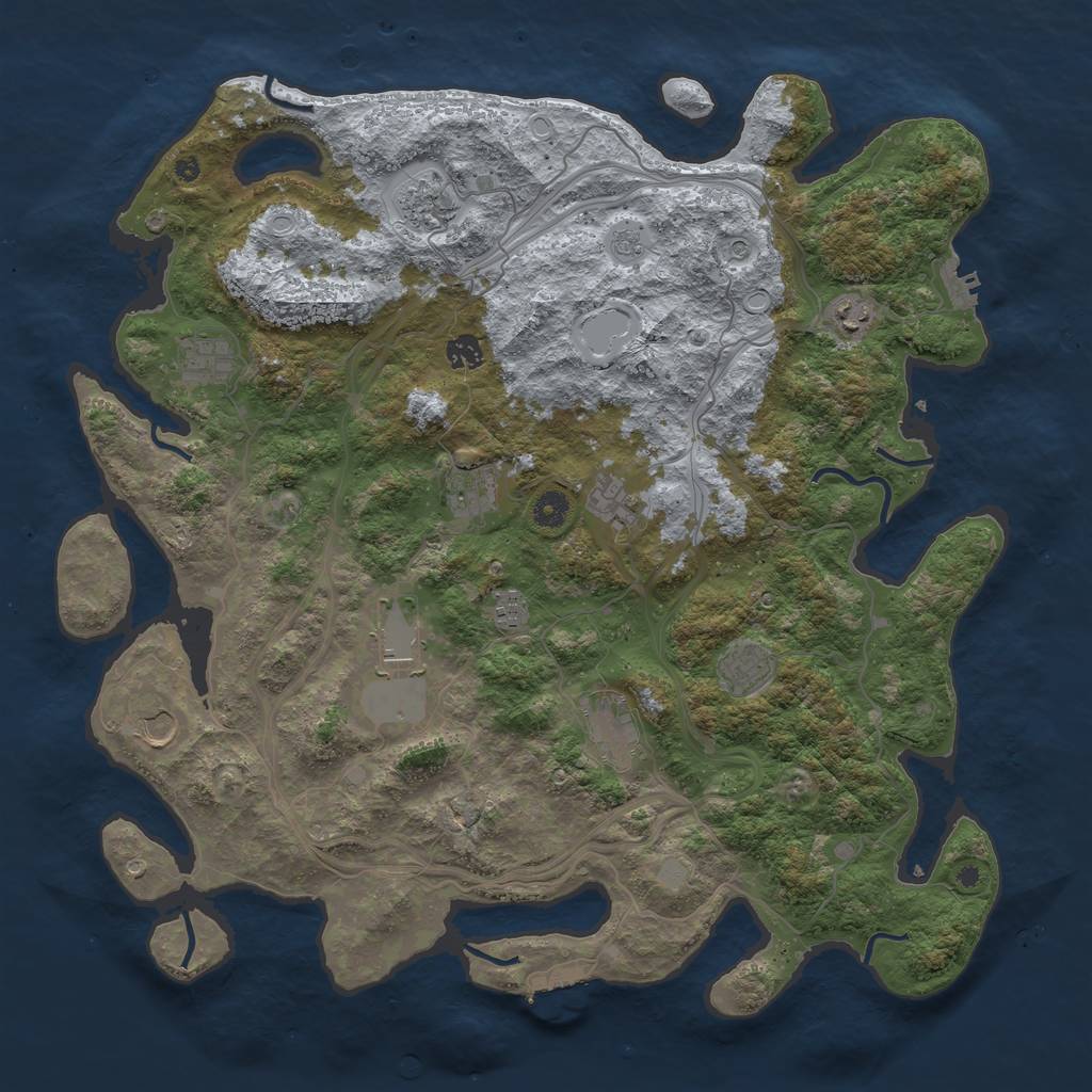 Rust Map: Procedural Map, Size: 4500, Seed: 709998298, 20 Monuments