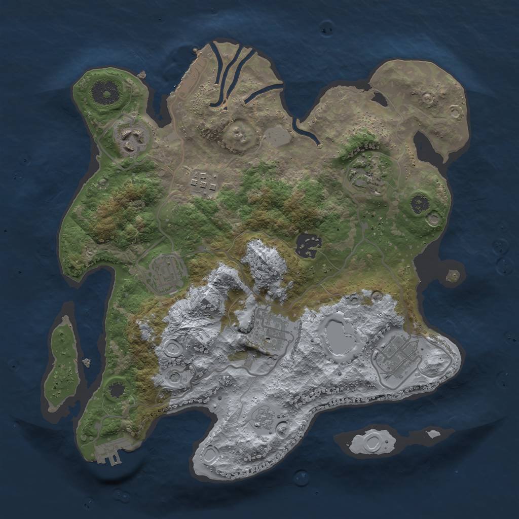 Rust Map: Procedural Map, Size: 3000, Seed: 936352228, 16 Monuments