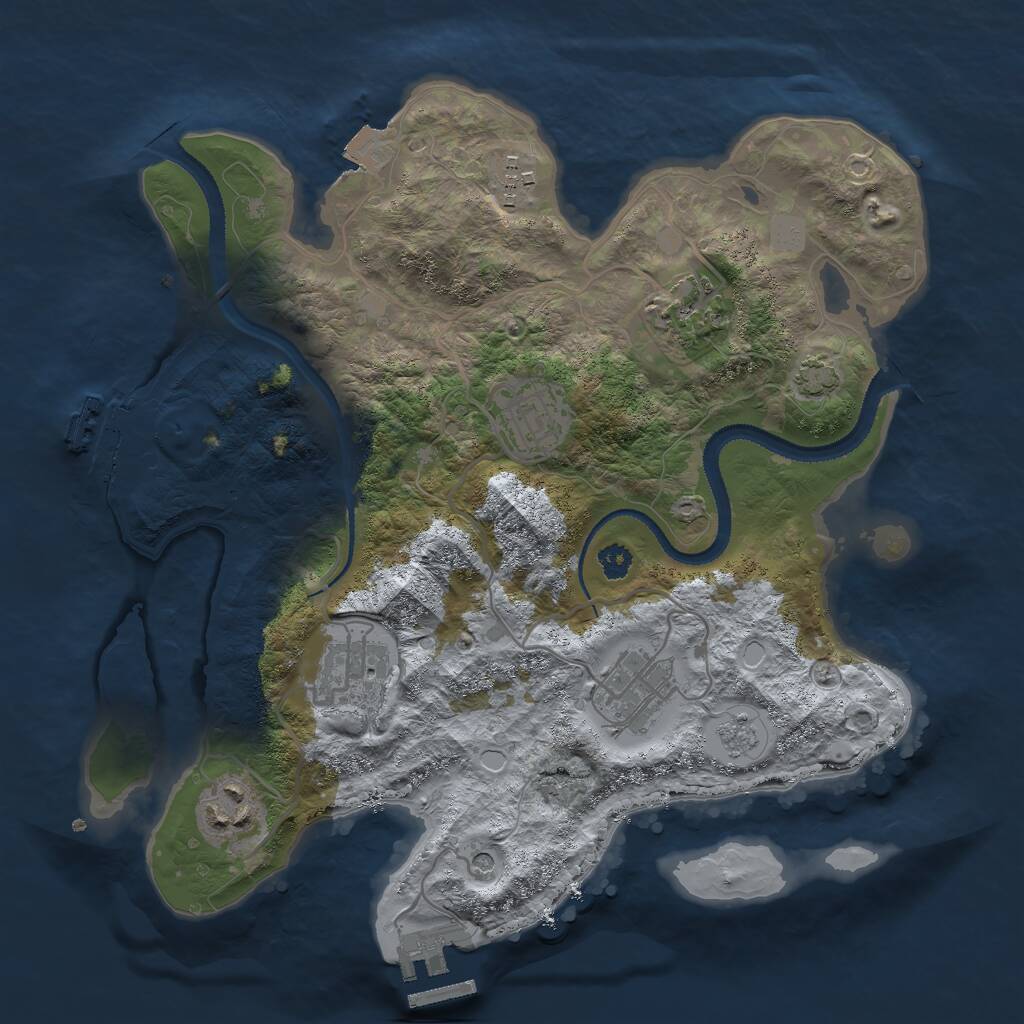 Rust Map: Procedural Map, Size: 3000, Seed: 936352228, 12 Monuments
