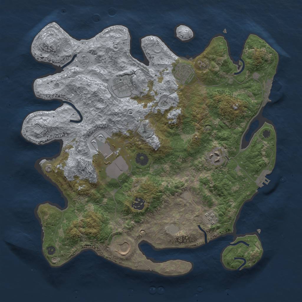 Rust Map: Procedural Map, Size: 3500, Seed: 10710, 16 Monuments