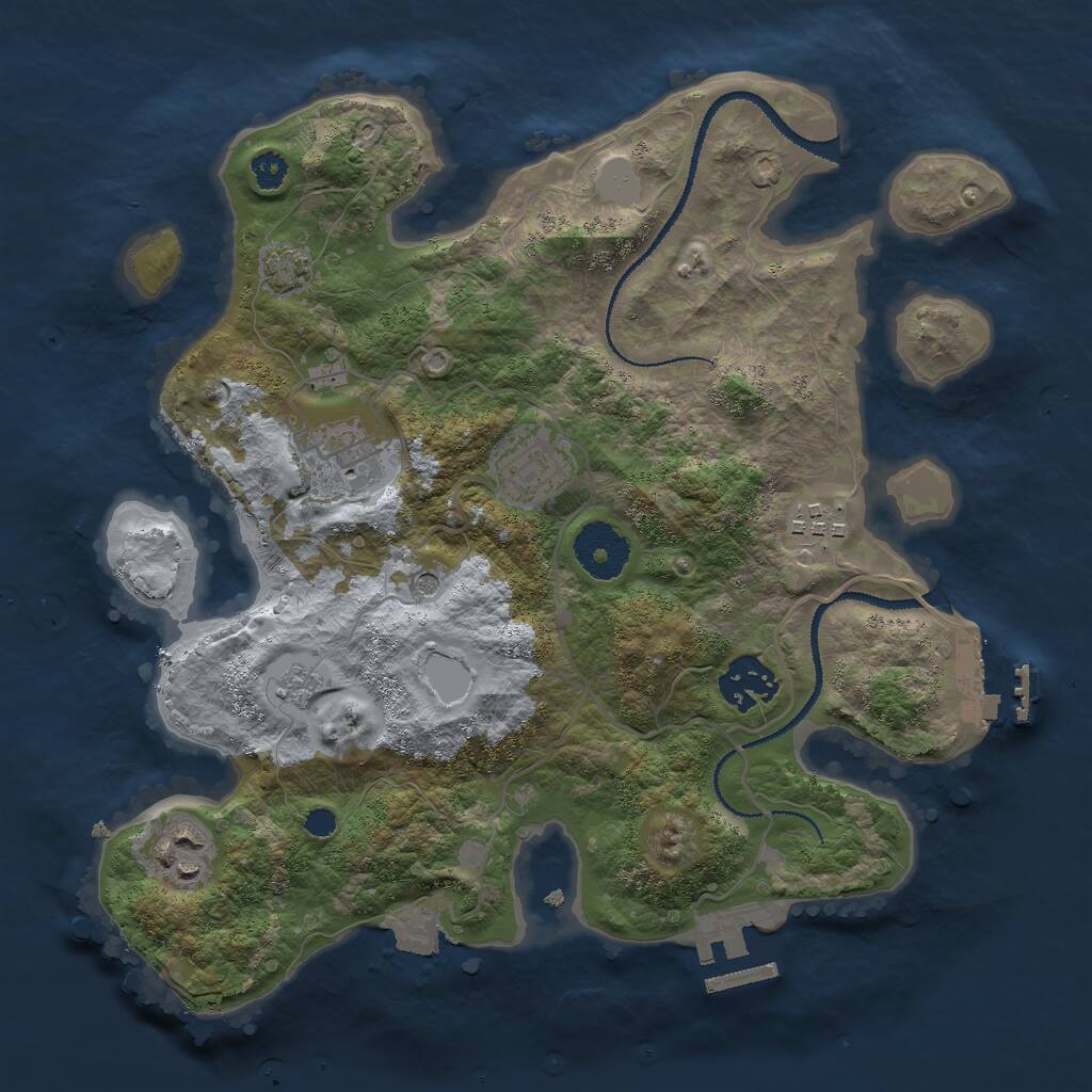 Rust Map: Procedural Map, Size: 3000, Seed: 607864039, 11 Monuments