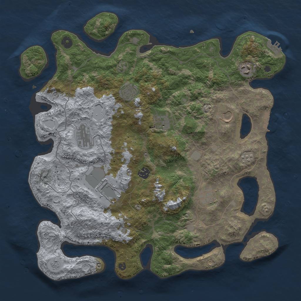 Rust Map: Procedural Map, Size: 4000, Seed: 56351, 18 Monuments
